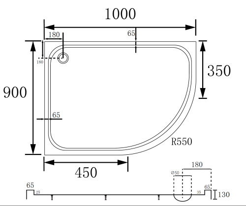Душевой поддон  100х90 асимметричный, акриловый, белый ABBER AD3E109 L фото 14