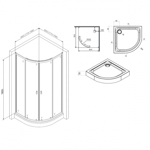 Душевой уголок AM.PM X-Joy W88E-205-080MT64 фото 8
