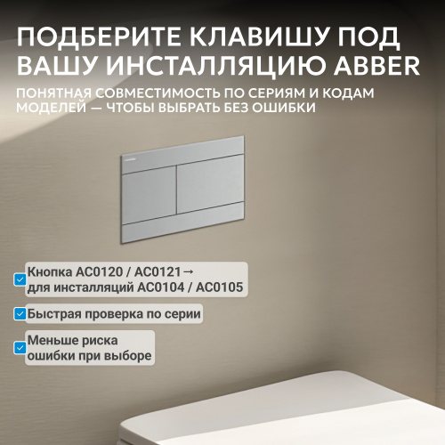 Кнопка смыва для инсталляции ABBER  матовый хром фото 4
