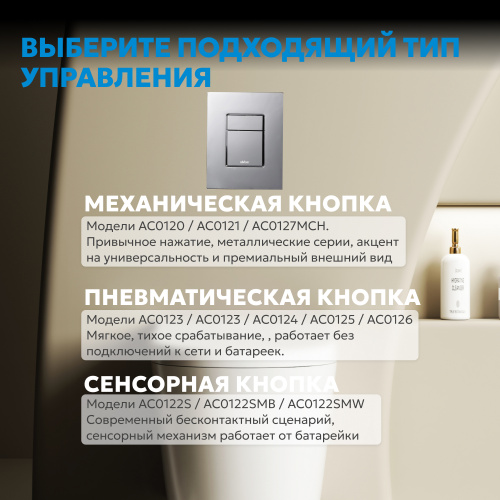Кнопка смыва для инсталляции ABBER  пневматическая, хром глянцевый фото 8