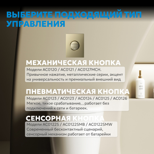 Кнопка смыва для инсталляции ABBER  пневматическая, золото брашированное фото 8