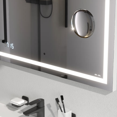 Универсальное зеркало с контурной Led-подсветкой, часами и косметическим зеркалом, 80 см AM.PM Gem M91AMOX0803WG фото 8