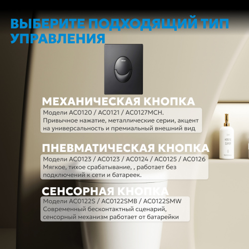 Кнопка смыва для инсталляции ABBER  пневматическая, черная матовая фото 8