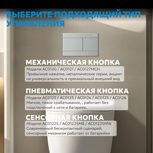 Кнопка смыва для инсталляции ABBER  матовый хром фото 5