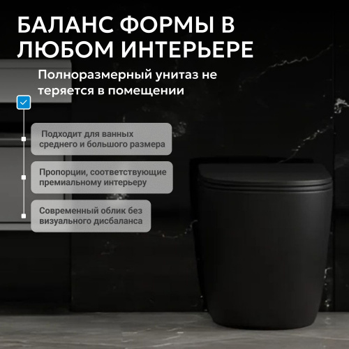 Унитаз   приставной черный матовый безободковый смыв торнадо ABBER Bequem AC1111TMB фото 9