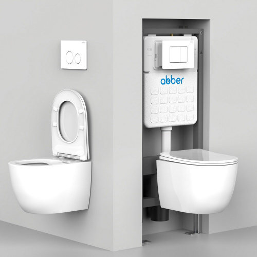 Унитаз   подвесной светло-бежевый матовый безободковый смыв каскадный ABBER Rechteck AC1201MBE фото 11