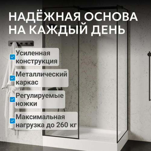 Душевой поддон  90х80 прямоугольный, акриловый, белый ABBER AD3C098 фото 7