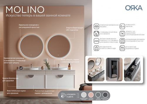 Зеркало ORKA Molino 90x90 c LED подсветкой, розовый матовый фото 4
