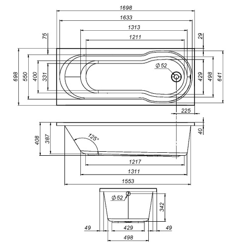 Каркас для ванны AM.PM X-Joy W88A-170-070W-R фото 3