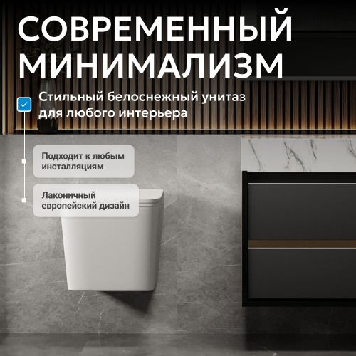 Унитаз ABBER Rechteck AC1201MW подвесной белый матовый, безободковый фото 16