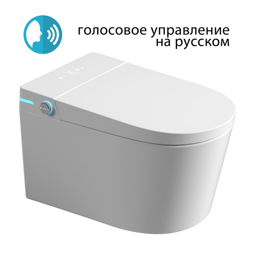 Электронный унитаз-биде   подвесной белый с голосовым управлением смыв импульсный ABBER Bequem AC1123SR