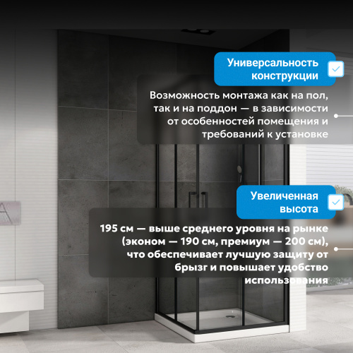Душевой уголок 100х100 ABBER Schwarzer Diamant AG02100B5 фото 3