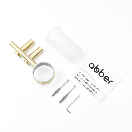 Стакан для зубных щеток с держателем ABBER Osten 316 AA1860BG брашированное золото фото 9