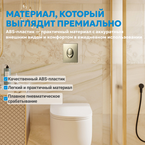 Кнопка смыва для инсталляции ABBER  пневматическая, золото брашированное фото 4