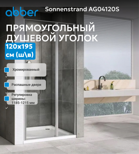 Душевая дверь 120х195 ABBER Sonnenstrand AG04120S фото 3