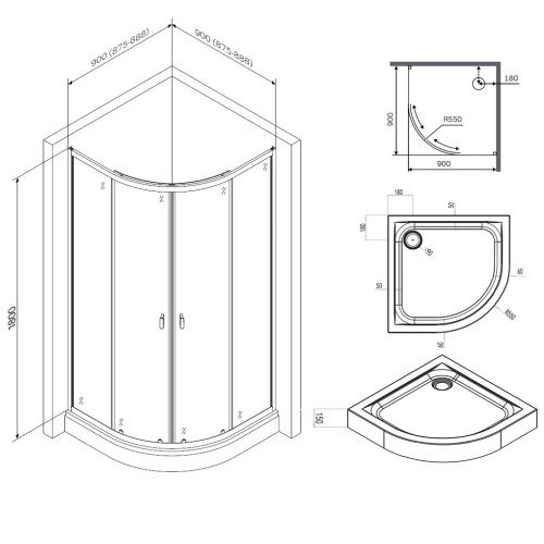 Душевой уголок AM.PM X-Joy W88E-205-090MT64 фото 8