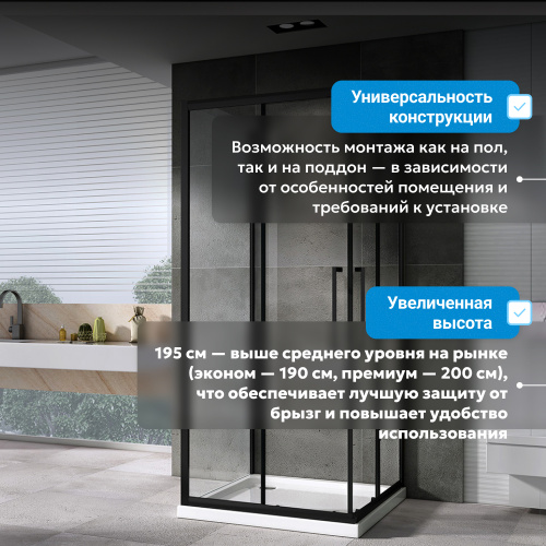Душевой уголок 90х90 ABBER Schwarzer Diamant AG02090BH-S90B фото 12