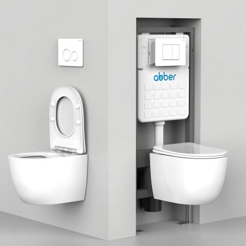 Унитаз ABBER Bequem AC1102T подвесной белый, безободковый, смыв торнадо фото 12