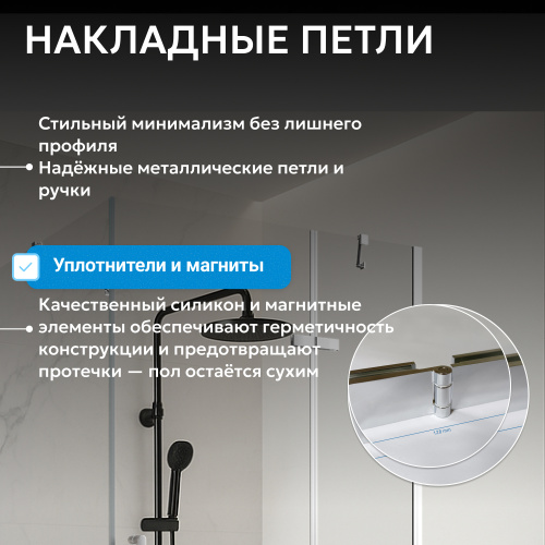 Душевой уголок 100х80 ABBER Zart AG08100-S81 фото 5