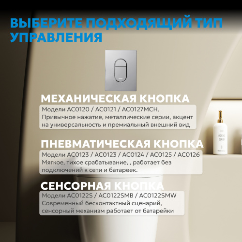 Кнопка смыва для инсталляции ABBER  пневматическая, хром глянцевый фото 8