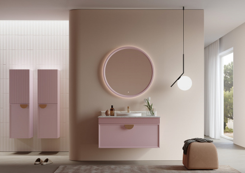 Зеркало ORKA Molino 90x90 c LED подсветкой, розовый матовый фото 6